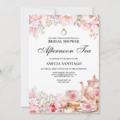 Blush Pink Floral Afternoon Tea Vrijgezellenfeest Kaart (Voorkant)
