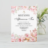 Blush Pink Floral Afternoon Tea Vrijgezellenfeest Kaart (Staand voorkant)
