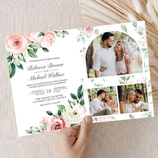 Blush Pink Floral All in One QR Code Wedding