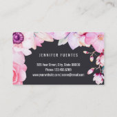 Blush Pink Floral and Black Gold Makeup Artist Visitekaartje (Achterkant)