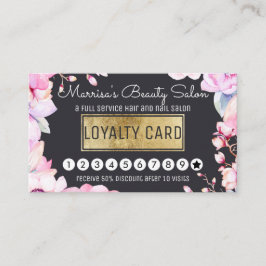 Blush Pink Floral and Black Loyalty Discount Punch
