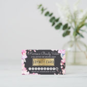 Blush Pink Floral and Black Loyalty Discount Punch (Staand voorkant)