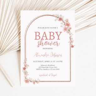 Blush Pink Floral Arch Baby shower Kaart