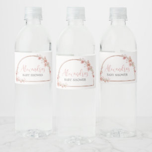 Blush Pink Floral Arch Baby shower Waterfles Etiket