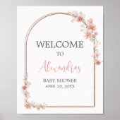 Blush Pink Floral Arch Baby shower Welkom Poster (Voorkant)