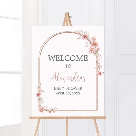 Blush Pink Floral Arch Baby shower Welkom Poster