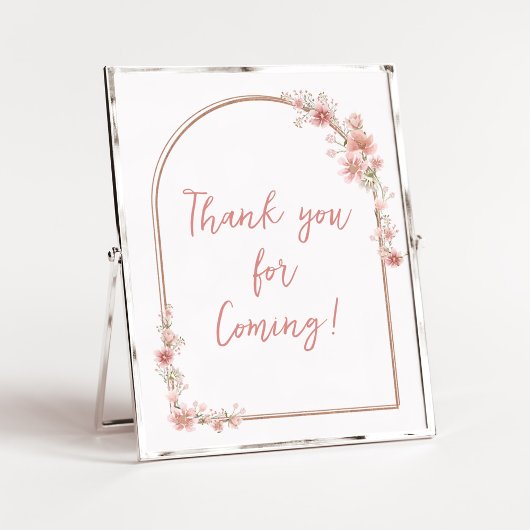 Blush Pink Floral Arch Bedankt voor uw komst Poster