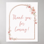 Blush Pink Floral Arch Bedankt voor uw komst Poster (Voorkant)