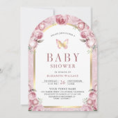 Blush Pink Floral Arch Butterfly Baby shower Kaart (Voorkant)