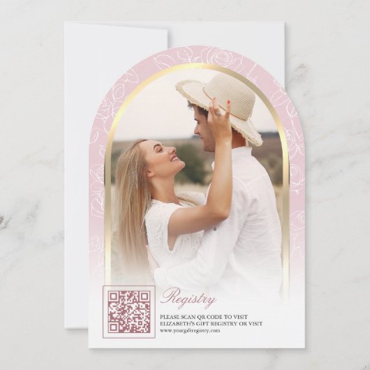 Blush Pink Floral Arch Butterfly Vrijgezellenfeest Kaart (Achterkant)