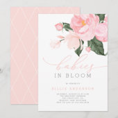 Blush Pink Floral Babies in Bloom Shower Girl Kaart (Voorkant / Achterkant)
