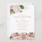 Blush Pink  Floral Baby Girl Baby shower Kaart (Voorkant)