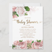 Blush Pink Floral Baby Girl Baby shower Script Kaart (Voorkant)