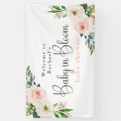 Blush Pink Floral Baby in Bloom Baby shower Banner (Verticaal)