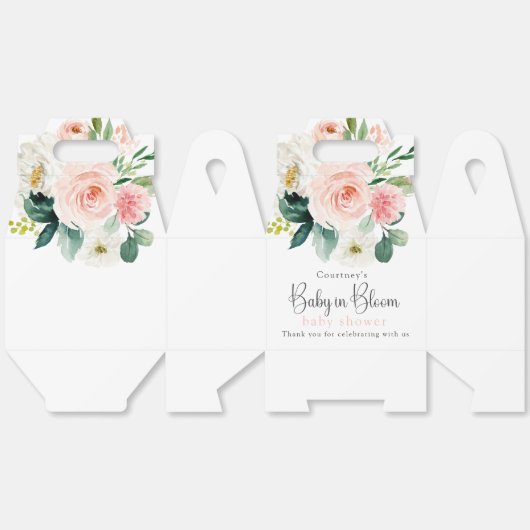 Blush Pink Floral Baby in Bloom Baby shower Bedankdoosjes (Ongevouwen)