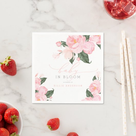 Blush Pink Floral Baby in Bloom Baby Shower Girl Servet (Insitu)