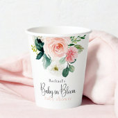 Blush Pink Floral Baby in Bloom Baby shower Papieren Bekers