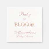 Blush Pink Floral Baby in Bloom Baby shower Servet (Voorkant)
