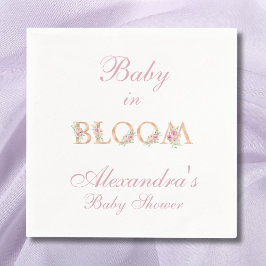 Blush Pink Floral Baby in Bloom Baby shower Servet
