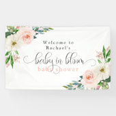 Blush Pink Floral Baby in Bloom Baby shower Spandoek (Horizontaal)