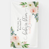 Blush Pink Floral Baby in Bloom Baby shower Spandoek (Verticaal)