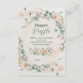 Blush Pink Floral Baby in Bloom Diapper Raffle Informatiekaartje (Voorkant)