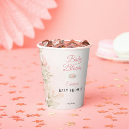 Blush Pink Floral Baby in Bloom Garden Papieren Bekers