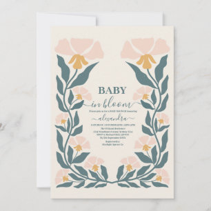 Blush Pink Floral Baby in Bloom Shower Girl Kaart
