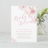 Blush Pink Floral Baby in Bloom Shower Kaart (Staand voorkant)