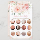 Blush Pink Floral Baby of Beer Belly Shower Game (Voorkant / Achterkant)