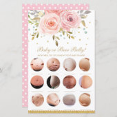 Blush Pink Floral Baby of Beer Belly Shower Game (Voorkant / Achterkant)