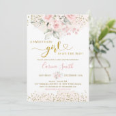 Blush Pink Floral Baby op weg Baby shower Kaart (Staand voorkant)