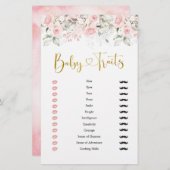 Blush Pink Floral Baby shower Baby Traits spel (Voorkant / Achterkant)