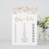Blush Pink Floral Baby shower Baby Traits spel (Staand voorkant)
