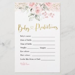 Blush Pink Floral Baby shower Baby voorspellingen