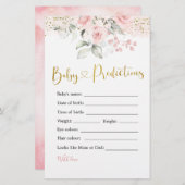 Blush Pink Floral Baby shower Baby voorspellingen (Voorkant / Achterkant)