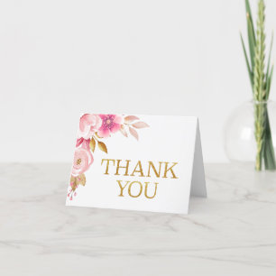 Blush Pink Floral Baby shower Bedankt Card