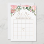 Blush Pink Floral Baby shower Bingo Game Kaart (Voorkant)
