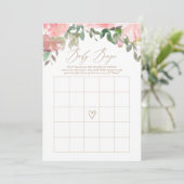 Blush Pink Floral Baby shower Bingo Game Kaart (Staand voorkant)