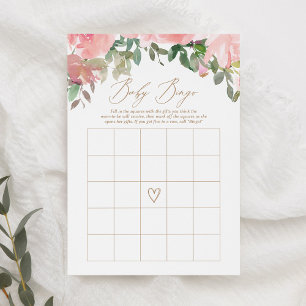 Blush Pink Floral Baby shower Bingo Game Kaart