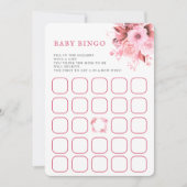 Blush Pink Floral Baby shower Bingo Game Kaart (Voorkant)
