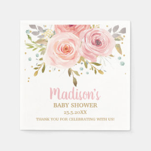 Blush Pink Floral Baby shower Birthday Servet