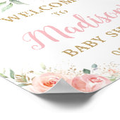 Blush Pink Floral Baby shower Birthday Welkom Poster (Hoek)