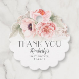 Blush Pink Floral Baby shower Dank je wel Bedankjes Labels