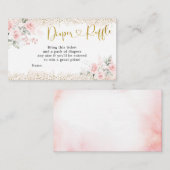 Blush Pink Floral Baby shower Diaper Raffle Informatiekaartje (Voorkant / Achterkant)
