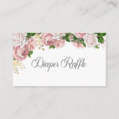 Blush Pink Floral Baby shower Diaper Raffle Informatiekaartje (Achterkant)