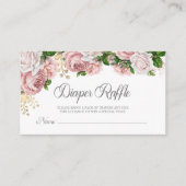 Blush Pink Floral Baby shower Diaper Raffle Informatiekaartje (Voorkant)