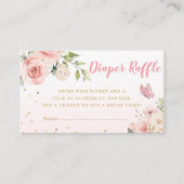 Blush Pink Floral Baby shower Diaper Raffle Informatiekaartje (Voorkant)
