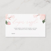Blush Pink Floral Baby shower Diaper Raffle Informatiekaartje (Voorkant)
