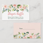 Blush Pink Floral Baby shower Diaper Raffle Kaarte Plaatskaartje (Voorkant / Achterkant)